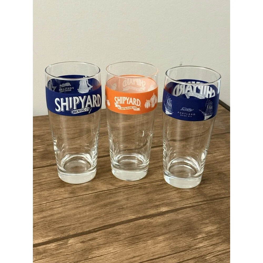 Shipyard Brewing Co. Beer Glass Portland Maine | Set Of 3 | Pumpkin head